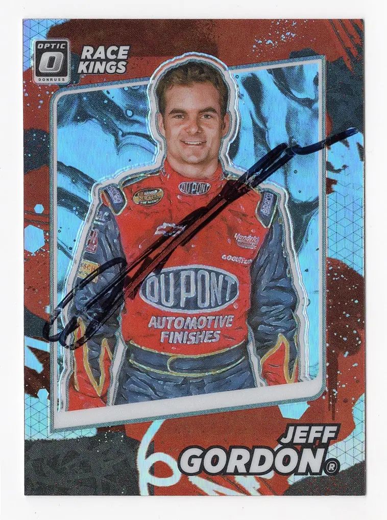 Autographed Jeff Gordon 2022 Donruss Optic Racing Race Kings (Rare Silver Prizm) Insert Signed Nascar Collectible Trading Card With Coa 1