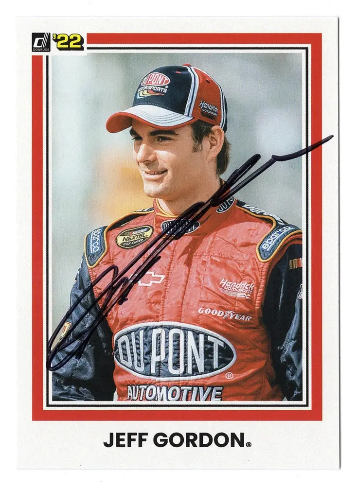 Autographed Jeff Gordon 2022 Donruss Racing Rainbow Warrior (#24 Dupont Team) Signed Nascar Collectible Trading Card With Coa 1