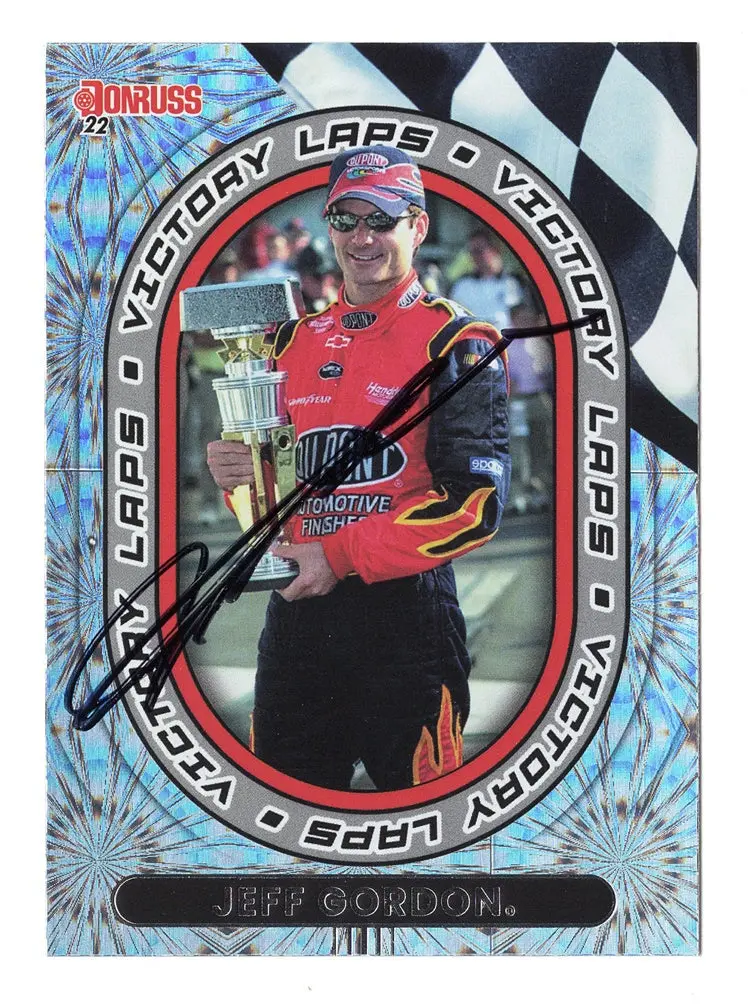 Autographed Jeff Gordon 2022 Donruss Racing Victory Laps (Indy Brickyard 400 Win) Rare Insert Signed Nascar Collectible Trading Card With Coa 1