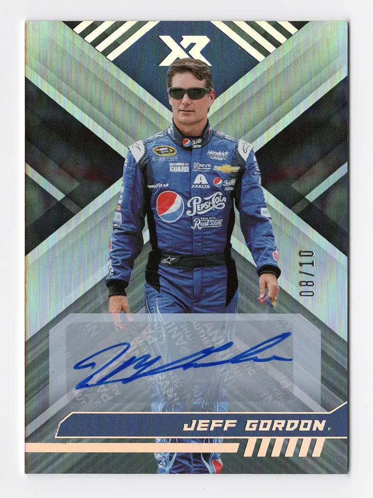 Autographed Jeff Gordon 2023 Panini Chronicles Xr Racing Silver Holo Rare Pepsi Signed Nascar Trading Card #08/10 (Only 10 Made) 1