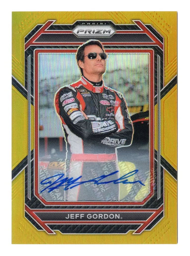 Autographed Jeff Gordon 2023 Panini Prizm Racing Gold Prizm Rare Signed Nascar Insert Trading Card #02/10 (Only 10 Made) 1