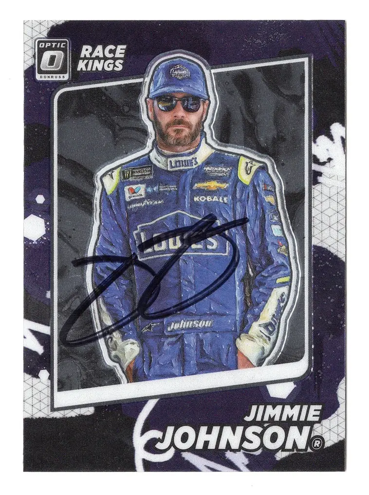 Autographed Jimmie Johnson 2022 Donruss Optic Racing Race Kings (#48 Lowes Team) Signed Nascar Collectible Trading Card With Coa 1
