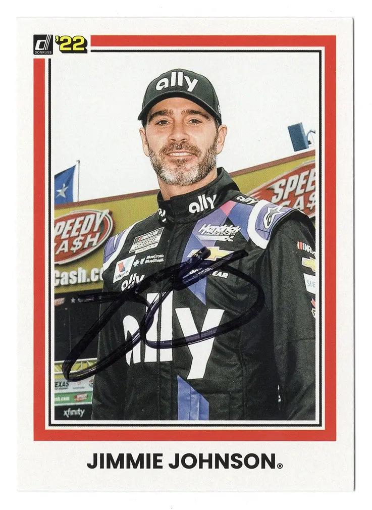 Autographed Jimmie Johnson 2022 Donruss Racing Superman (#48 Ally Team) Signed Nascar Collectible Trading Card With Coa 1
