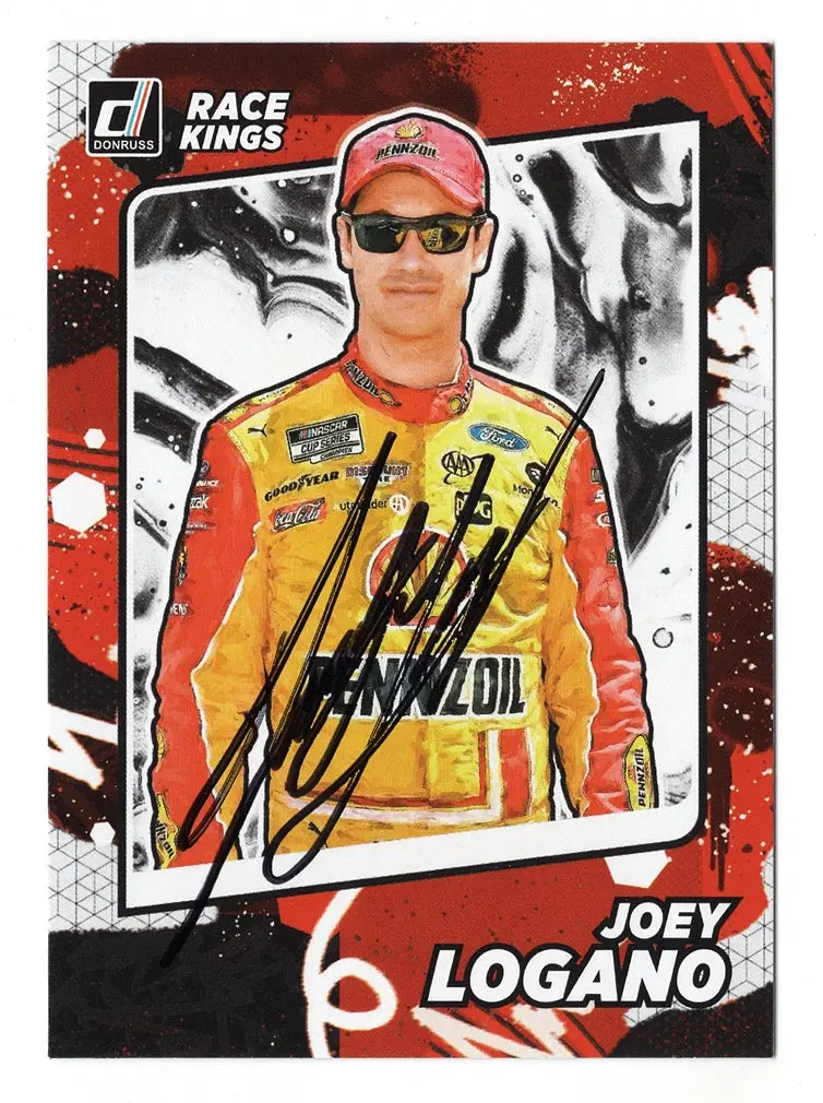 Autographed Joey Logano 2022 Donruss Racing Race Kings (#22 Pennzoil Penske Team) Signed Nascar Collectible Trading Card With Coa 1