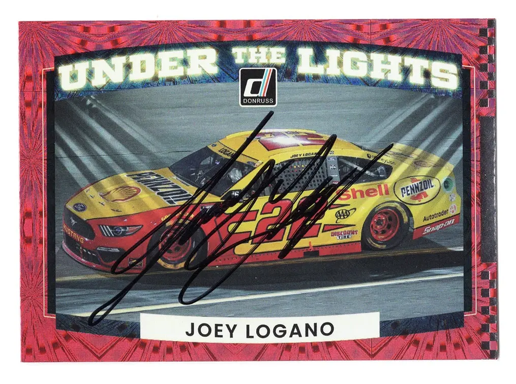 Autographed Joey Logano 2022 Donruss Racing Under The Lights Rare Insert Signed Nascar Collectible Trading Card With Coa 1