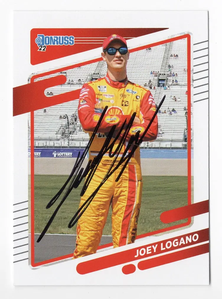 Autographed Joey Logano 2022 Donruss Racing (#22 Pennzoil Ford) Team Penske Signed Nascar Collectible Trading Card With Coa 1