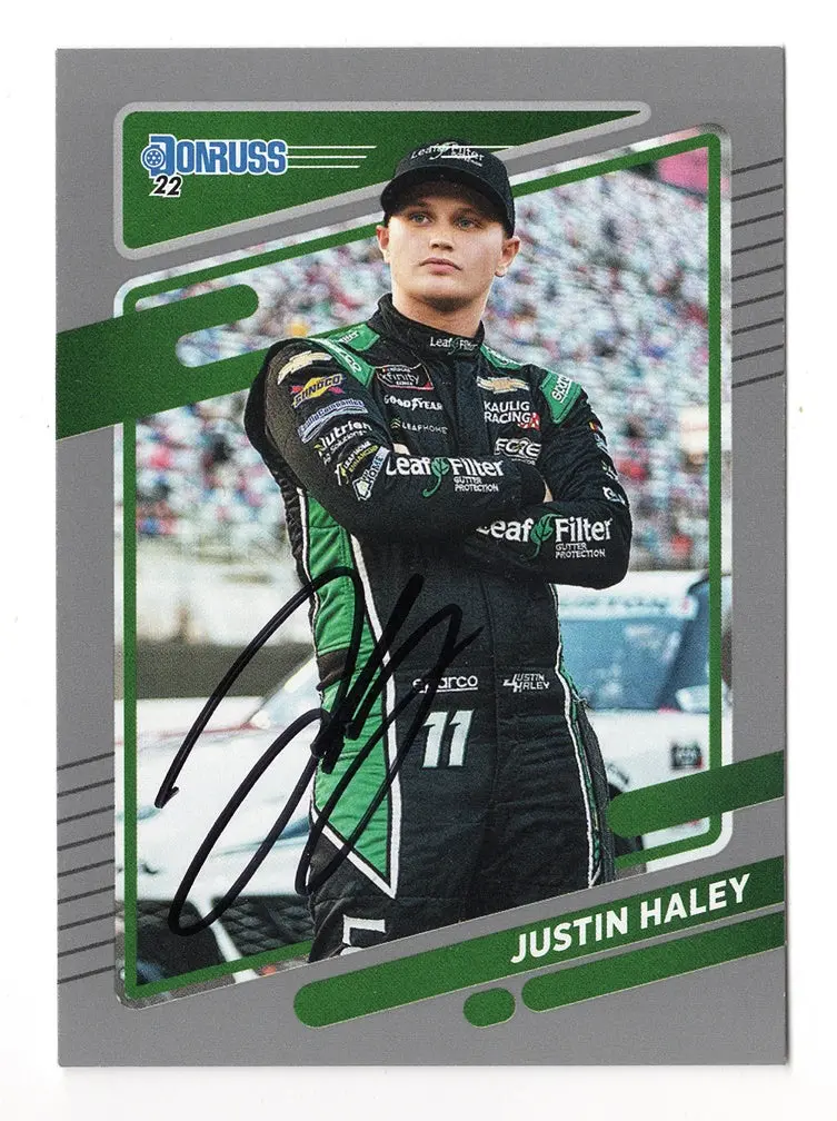 Autographed Justin Haley 2022 Donruss Racing Rare Gray Parallel (#11 Kaulig Team) Nascar Cup Series Signed Nascar Collectible Trading Card With Coa 1