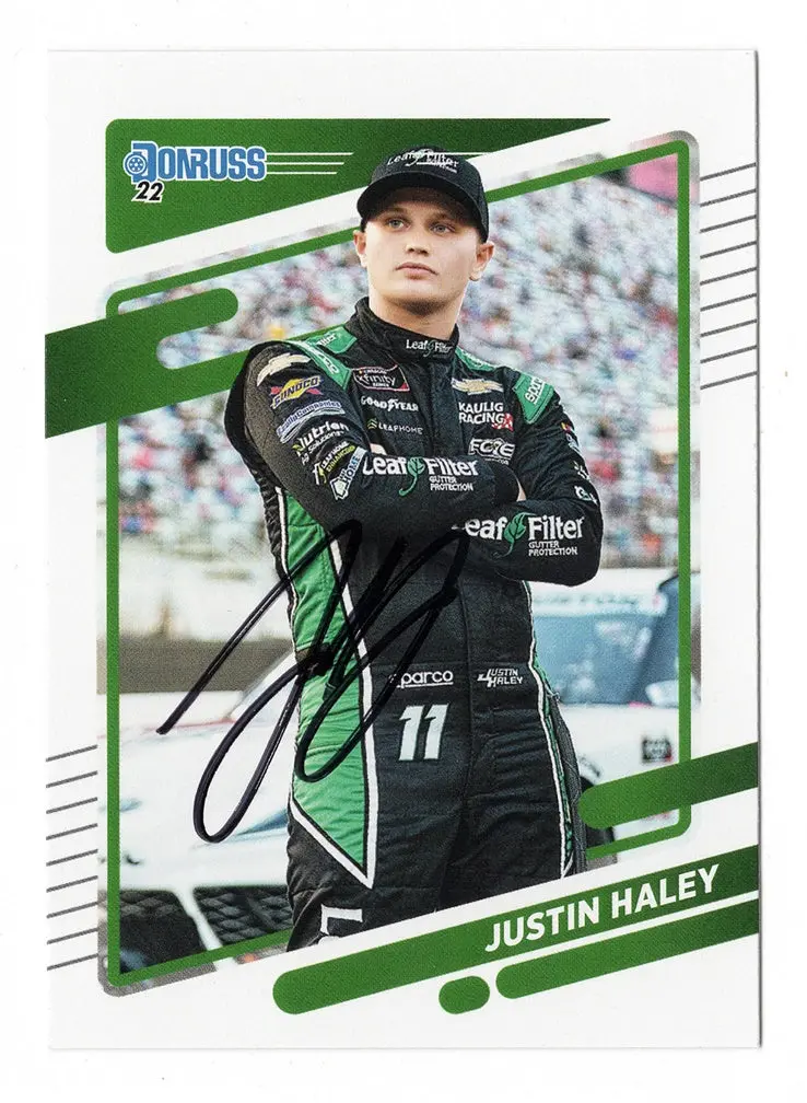 Autographed Justin Haley 2022 Donruss Racing (#11 Kaulig Team) Nascar Cup Series Signed Nascar Collectible Trading Card With Coa 1