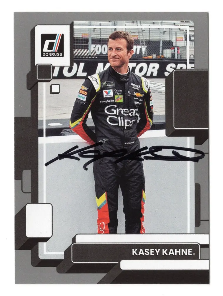 Autographed Kasey Kahne 2023 Donruss Racing Gray Parallel Insert Signed Nascar Collectible Trading Card With Coa 1