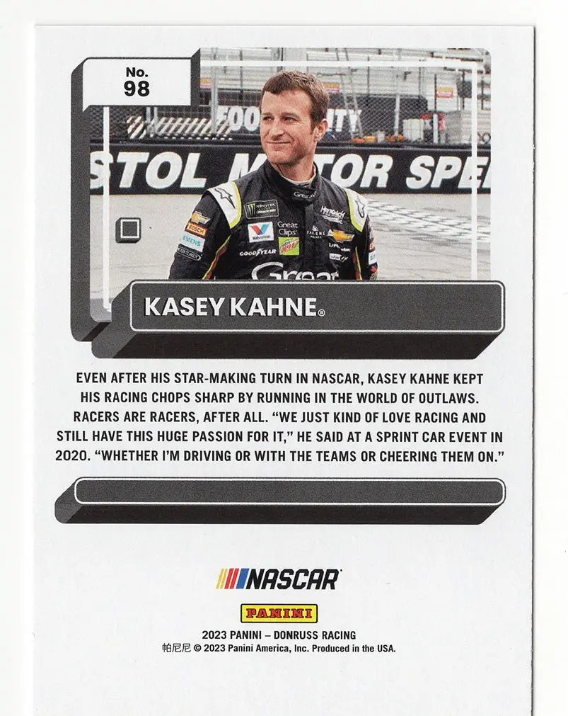Autographed Kasey Kahne 2023 Donruss Racing Gray Parallel Insert Signed Nascar Collectible Trading Card With Coa 2
