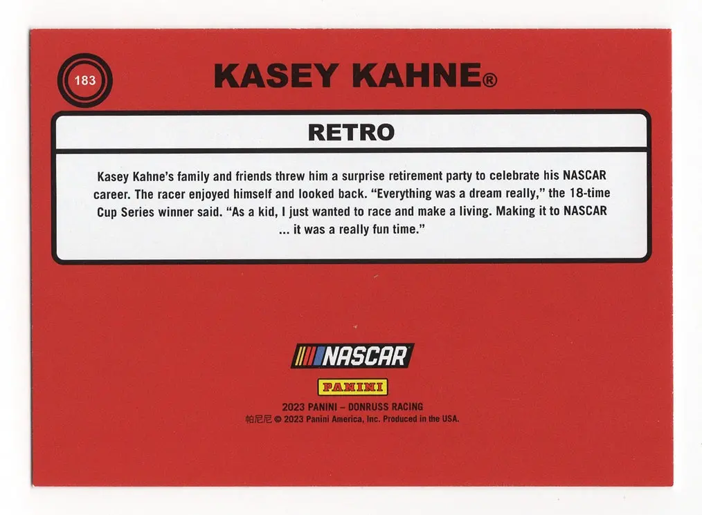 Autographed Kasey Kahne 2023 Donruss Racing Retro (#5 Great Clips) Signed Nascar Collectible Trading Card With Coa 2