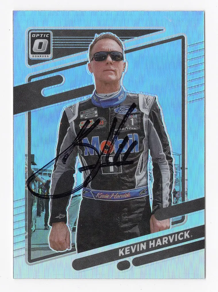 Autographed Kevin Harvick 2022 Donruss Optic Racing Rare Silver Prizm (#4 Mobil 1 Team) Insert Signed Nascar Collectible Trading Card With Coa 1