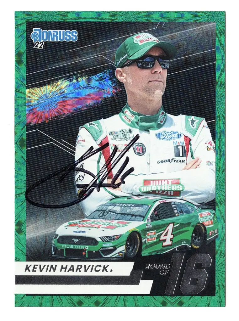 Autographed Kevin Harvick 2022 Donruss Racing Playoffs Round Of 16 (Hunt Brothers Pizza) Rare Insert Signed Nascar Collectible Trading Card With Coa 1