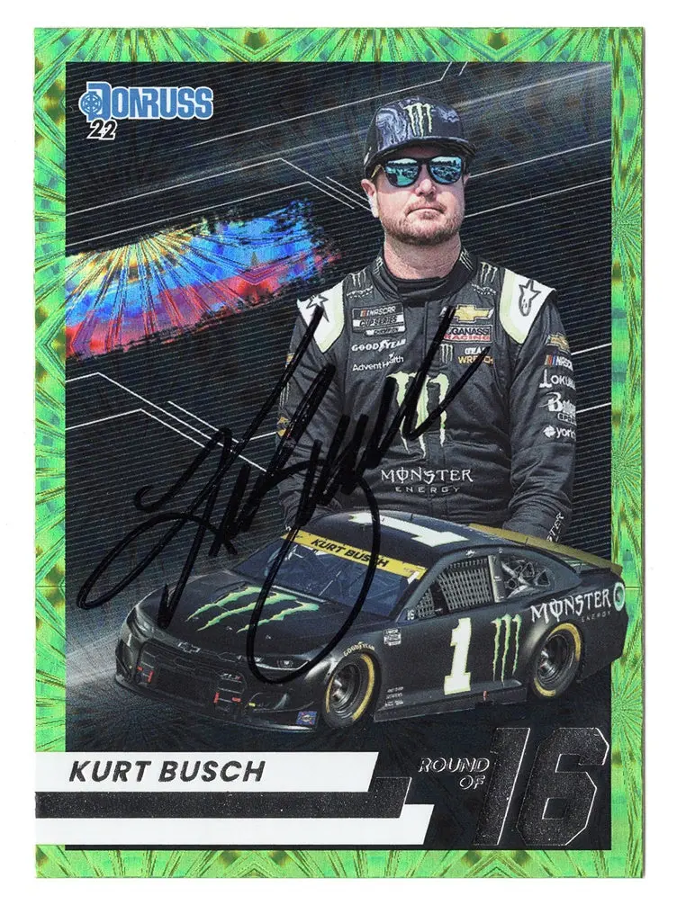 Autographed Kurt Busch 2022 Donruss Racing Playoffs Round Of 16 Rare Insert Signed Nascar Collectible Trading Card With Coa 1
