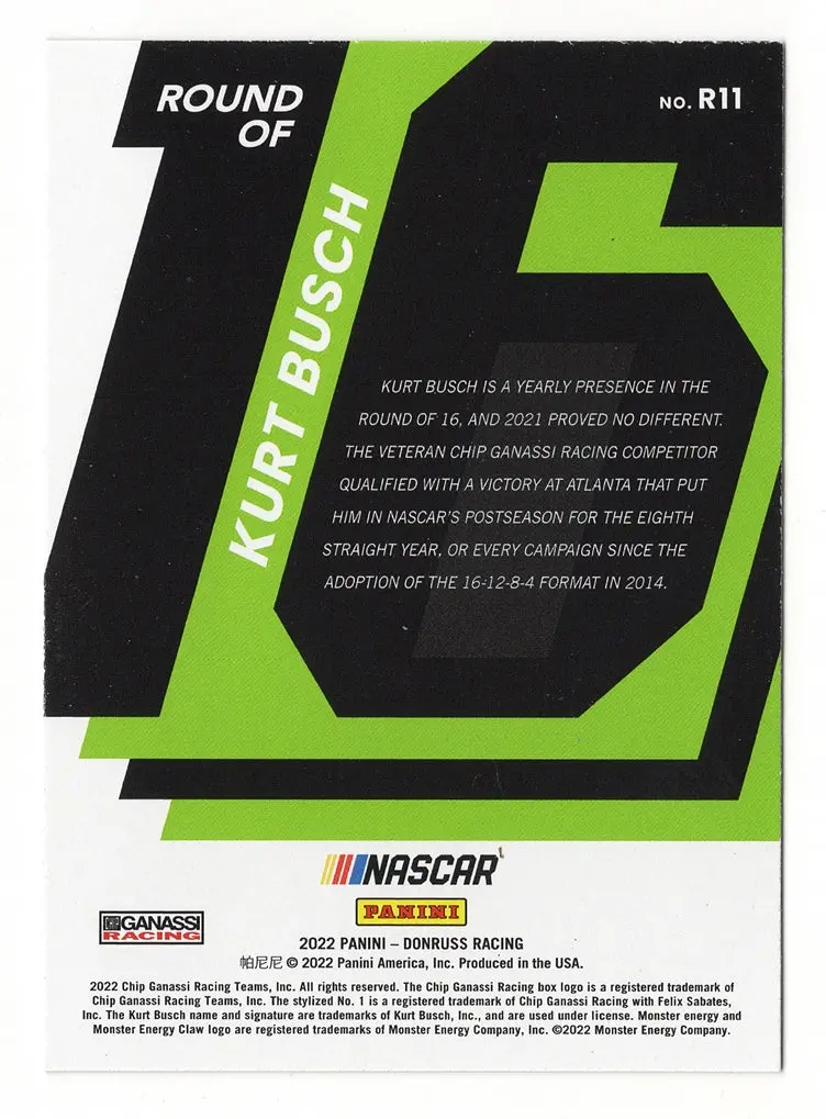 Autographed Kurt Busch 2022 Donruss Racing Playoffs Round Of 16 Rare Insert Signed Nascar Collectible Trading Card With Coa 2
