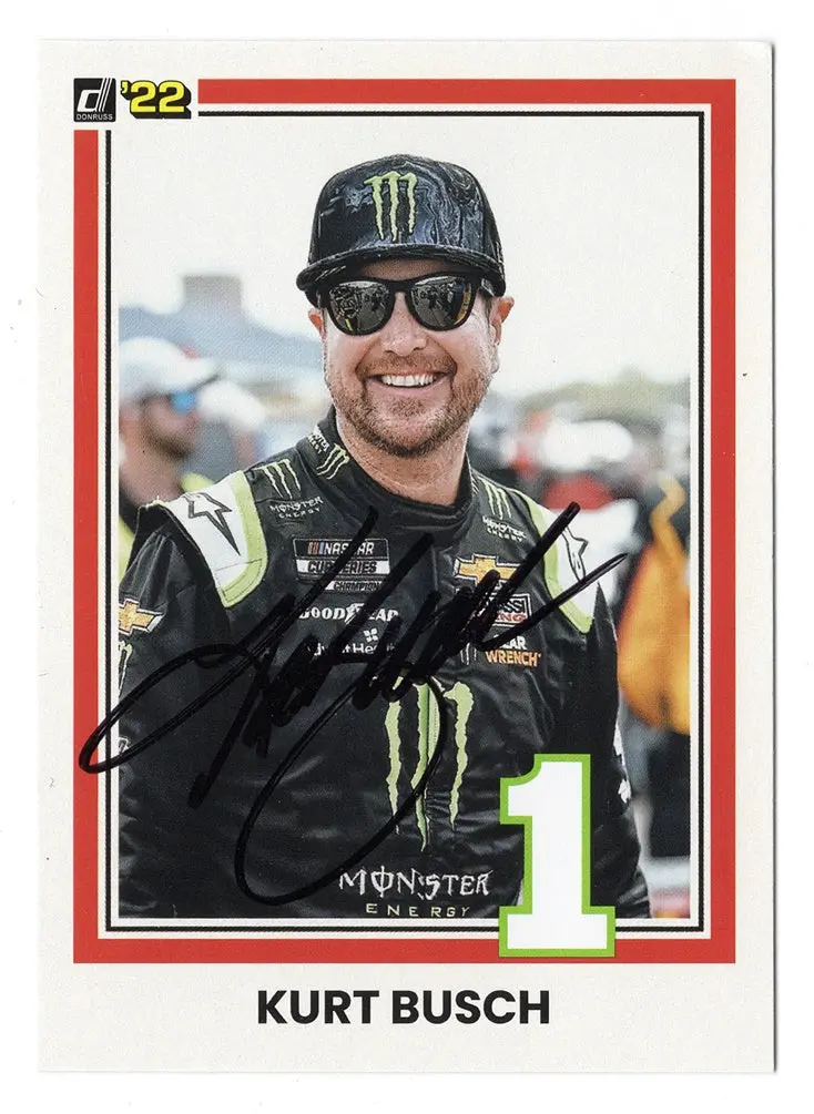 Autographed Kurt Busch 2022 Donruss Racing (#1 Monster Driver) Nascar Cup Series Signed Nascar Collectible Trading Card With Coa 1