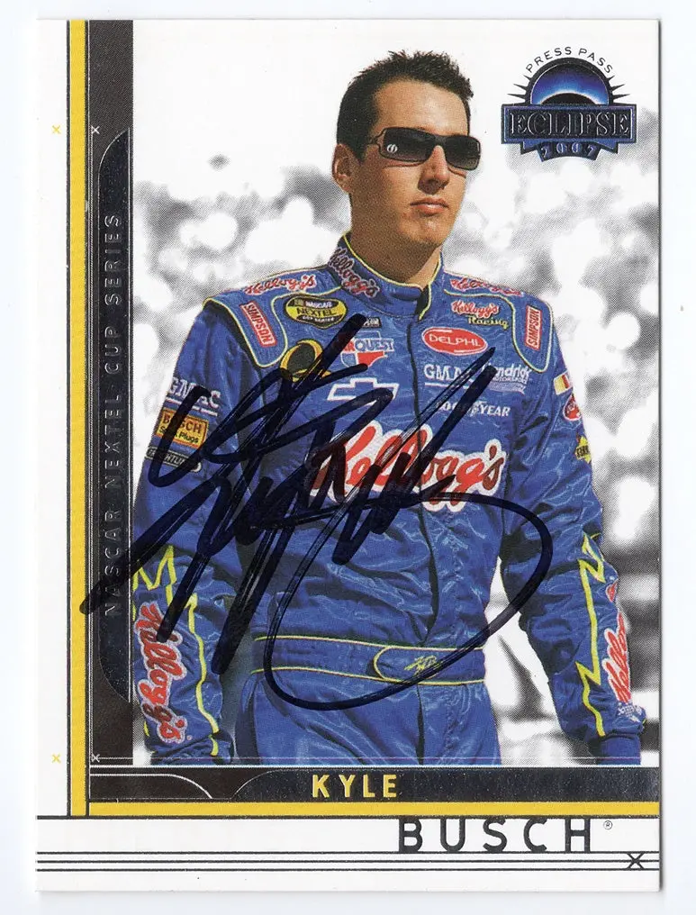 Autographed Kyle Busch 2007 Press Pass Eclipse Racing (#5 Kelloggs Team) Hendrick Motorsports Signed Nascar Collectible Trading Card With Coa 1