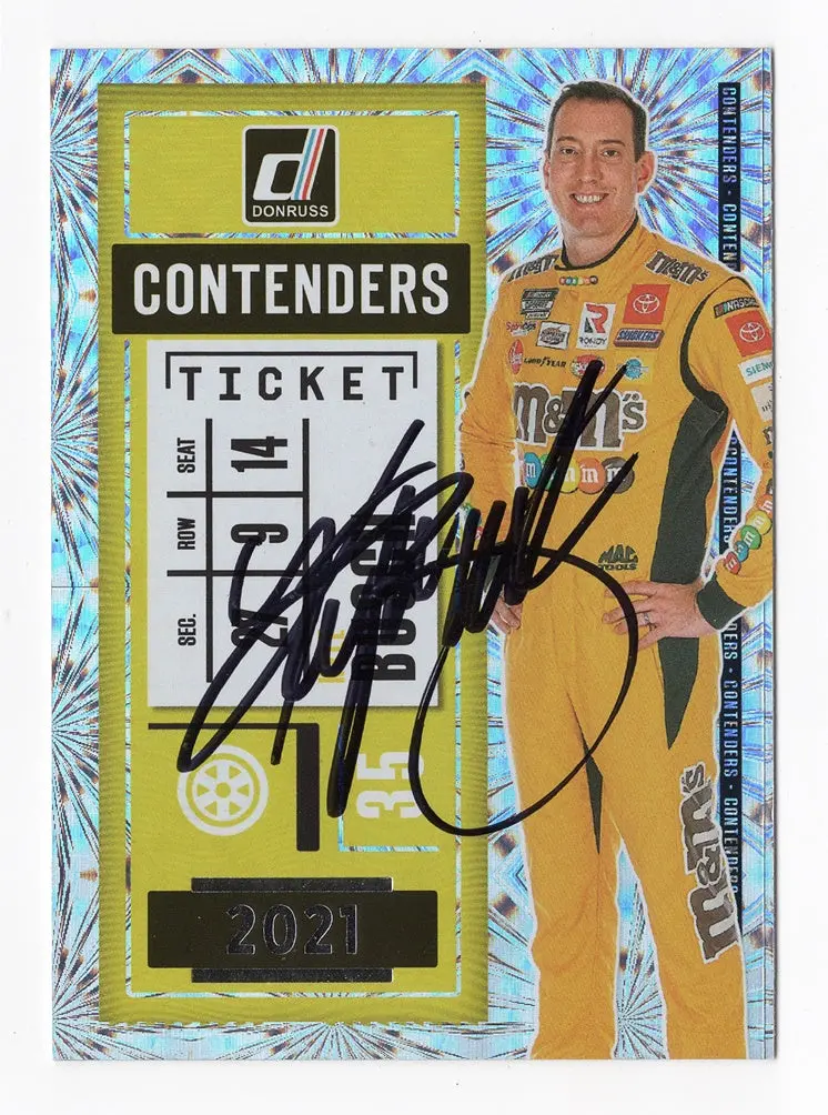 Autographed Kyle Busch 2021 Donruss Racing Contenders Ticket Rare Insert Signed Nascar Collectible Trading Card With Coa 1