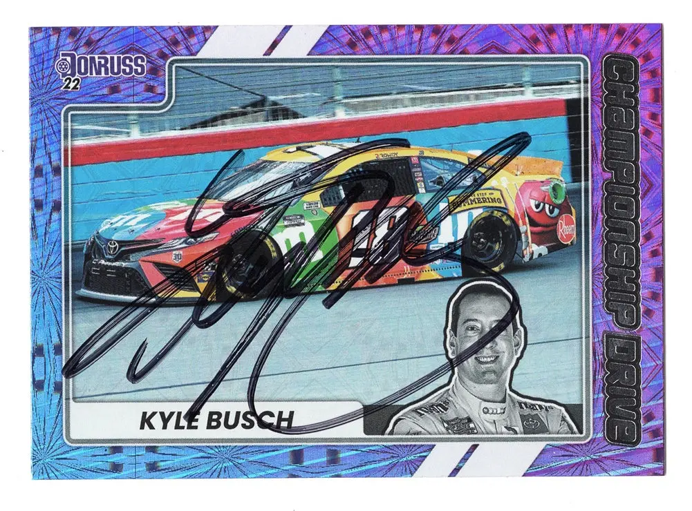 Autographed Kyle Busch 2022 Donruss Racing Championship Drive (#18 M&Ms Team) Signed Nascar Collectible Trading Card With Coa 1