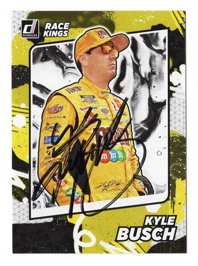 Autographed Kyle Busch 2022 Donruss Racing Race Kings (#18 M&Ms Team) Signed Nascar Collectible Trading Card With Coa 1