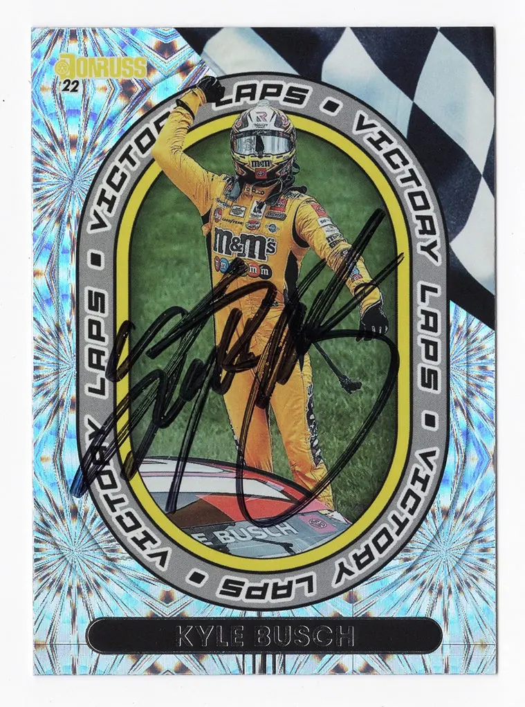 Autographed Kyle Busch 2022 Donruss Racing Victory Laps (Kansas Race Win) Rare Insert Signed Nascar Collectible Trading Card With Coa 1