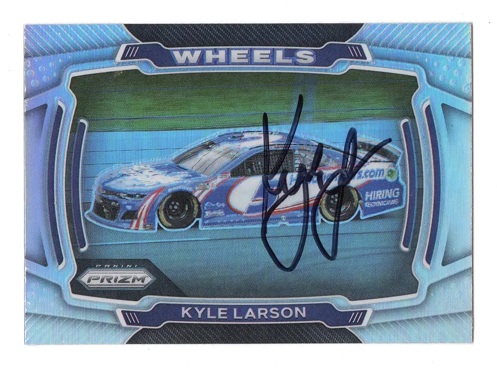Autographed Kyle Larson 2021 Panini Prizm Racing Wheels Silver Prizm (#5 Hendrick Car) Rare Insert Signed Nascar Collectible Trading Card With Coa 1