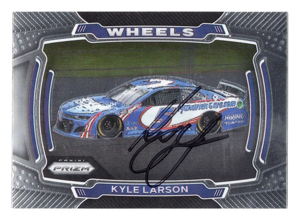 Autographed Kyle Larson 2021 Panini Prizm Racing Wheels (#5 Hendrick Motorsports Car) Signed Nascar Collectible Trading Card With Coa 1
