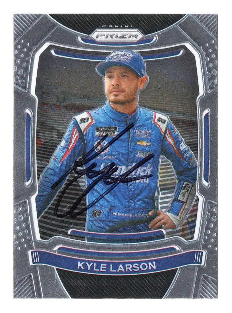 Autographed Kyle Larson 2021 Panini Prizm Racing (#5 Hendrick Motorsports) Black Ink Signed Nascar Collectible Trading Card With Coa 1