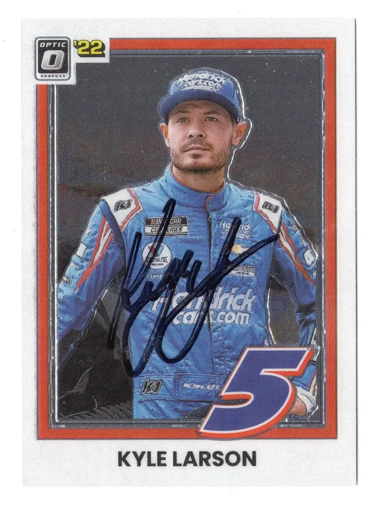 Autographed Kyle Larson 2022 Donruss Optic Racing Young Money (#5 Hendrick Motorsports) Signed Nascar Collectible Trading Card With Coa 1