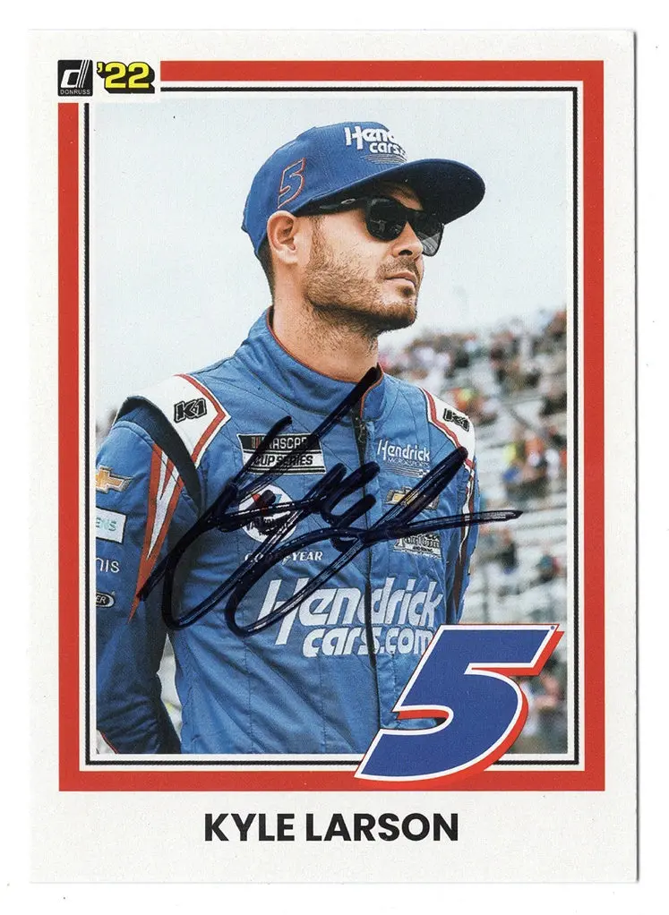 Autographed Kyle Larson 2022 Donruss Racing (#5 Hendrickcars.Com Team) Signed Nascar Collectible Trading Card With Coa 1