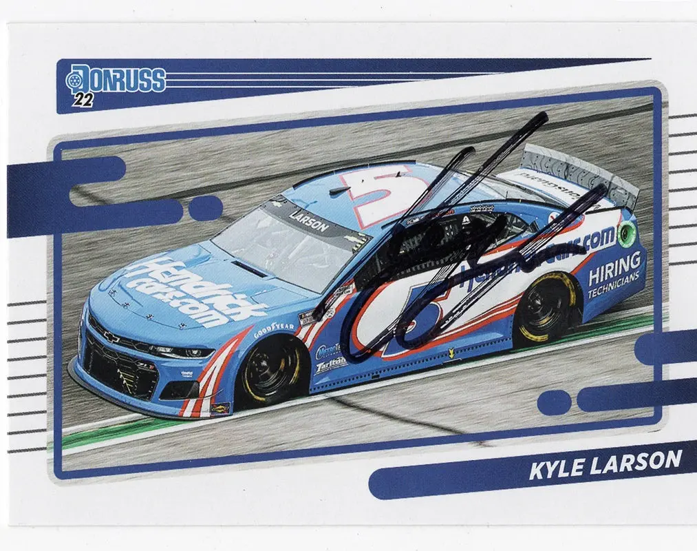 Autographed Kyle Larson 2022 Donruss Racing (#5 Hendrick Motorsports Car) Signed Nascar Collectible Trading Card With Coa 1