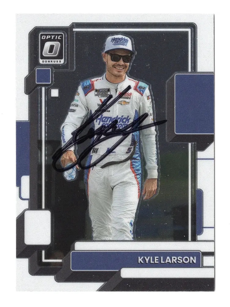 Autographed Kyle Larson 2023 Donruss Optic Racing Signed Nascar Collectible Trading Card With Coa 1