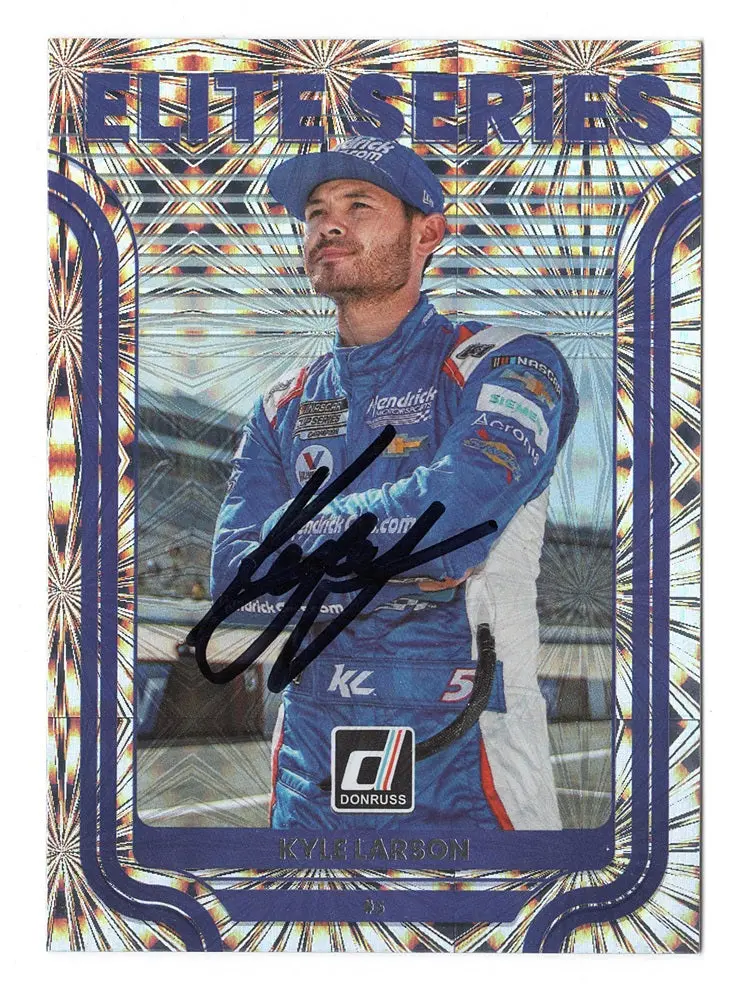 Autographed Kyle Larson 2023 Donruss Racing Elite Series Rare Insert Signed Nascar Collectible Trading Card With Coa 1