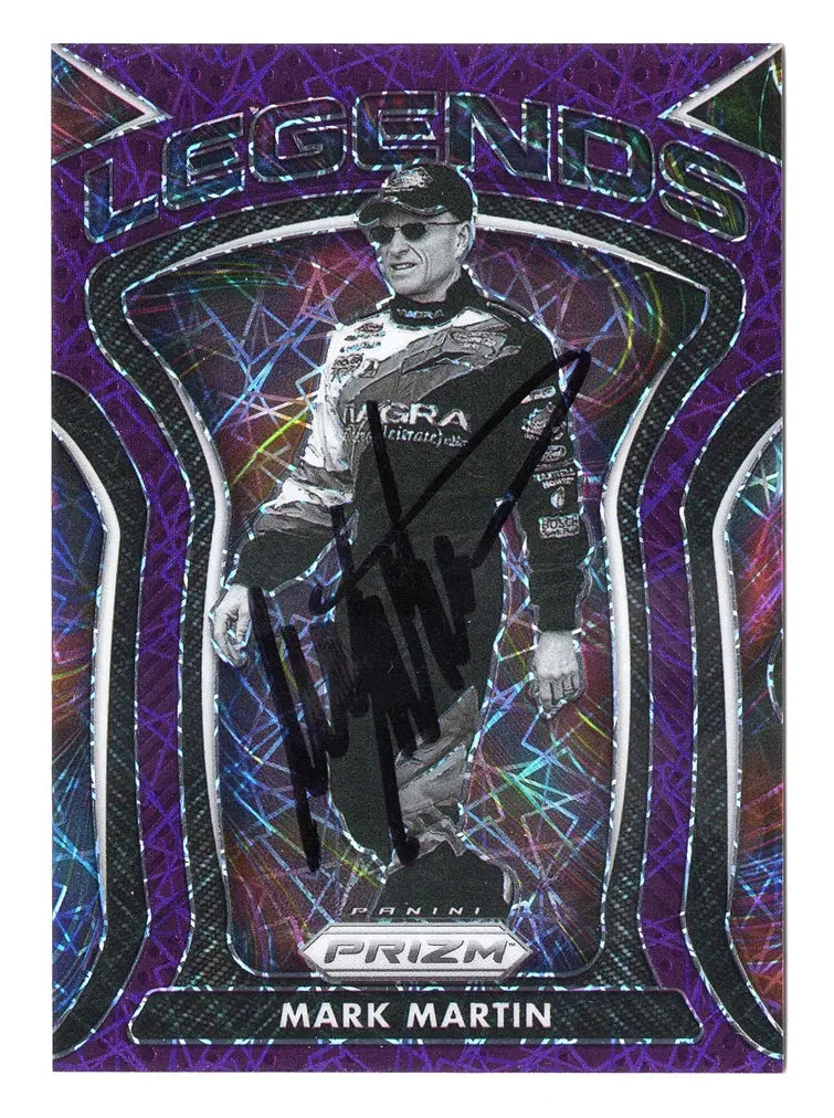 Autographed Mark Martin 2021 Panini Prizm Racing Purple Velocity Prizm Legends Rare Insert Signed Collectible Nascar Trading Card #033/199 With Coa 1
