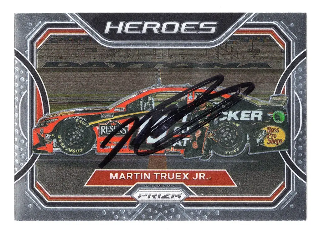 Autographed Martin Truex Jr. 2021 Panini Prizm Racing Heroes (#19 Bass Pro Shop) Rare Insert Signed Nascar Collectible Trading Card With Coa 1