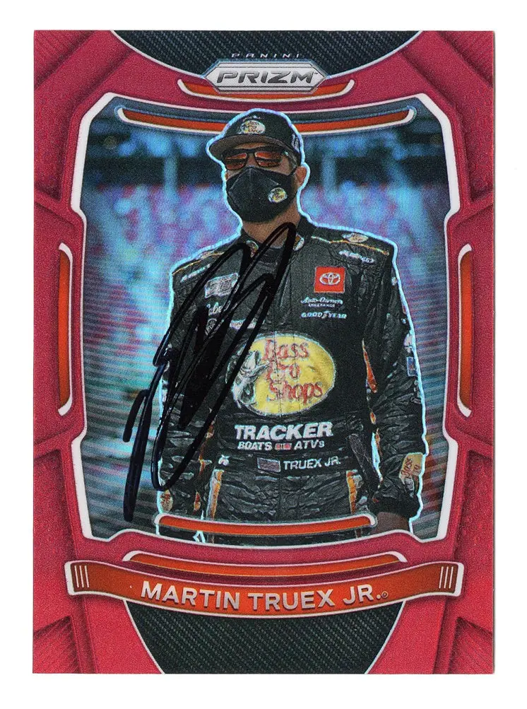 Autographed Martin Truex Jr. 2021 Panini Prizm Racing Rare Red Prizm Insert Signed Nascar Collectible Trading Card With Coa 1