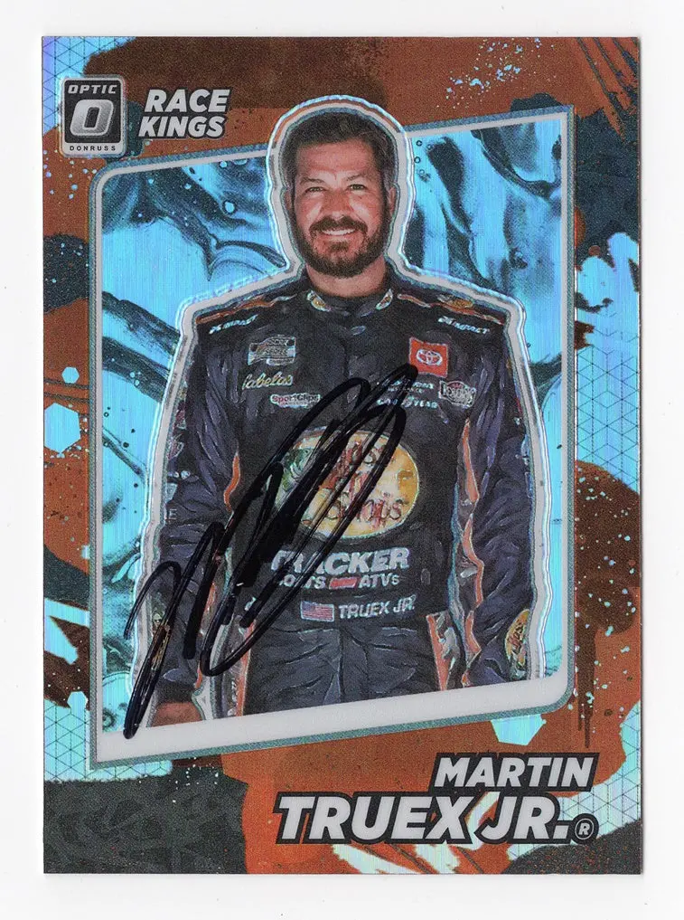 Autographed Martin Truex Jr. 2022 Donruss Optic Racing Race Kings (Rare Silver Prizm) Insert Signed Nascar Collectible Trading Card With Coa 1