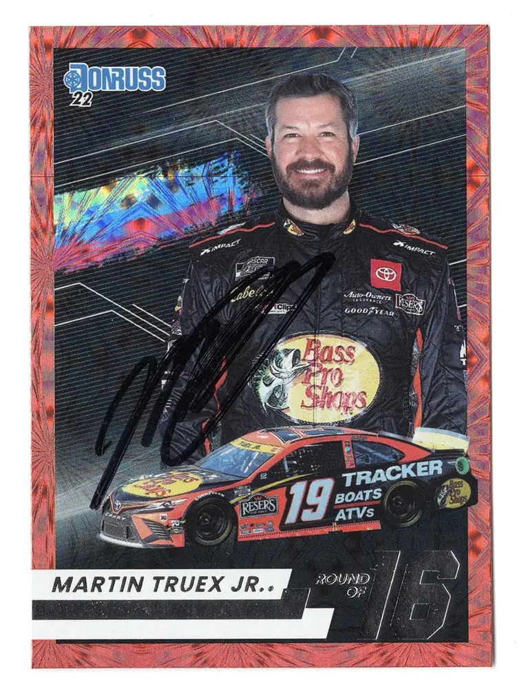 Autographed Martin Truex Jr. 2022 Donruss Racing Playoffs Round Of 16 Rare Insert Signed Nascar Collectible Trading Card With Coa 1