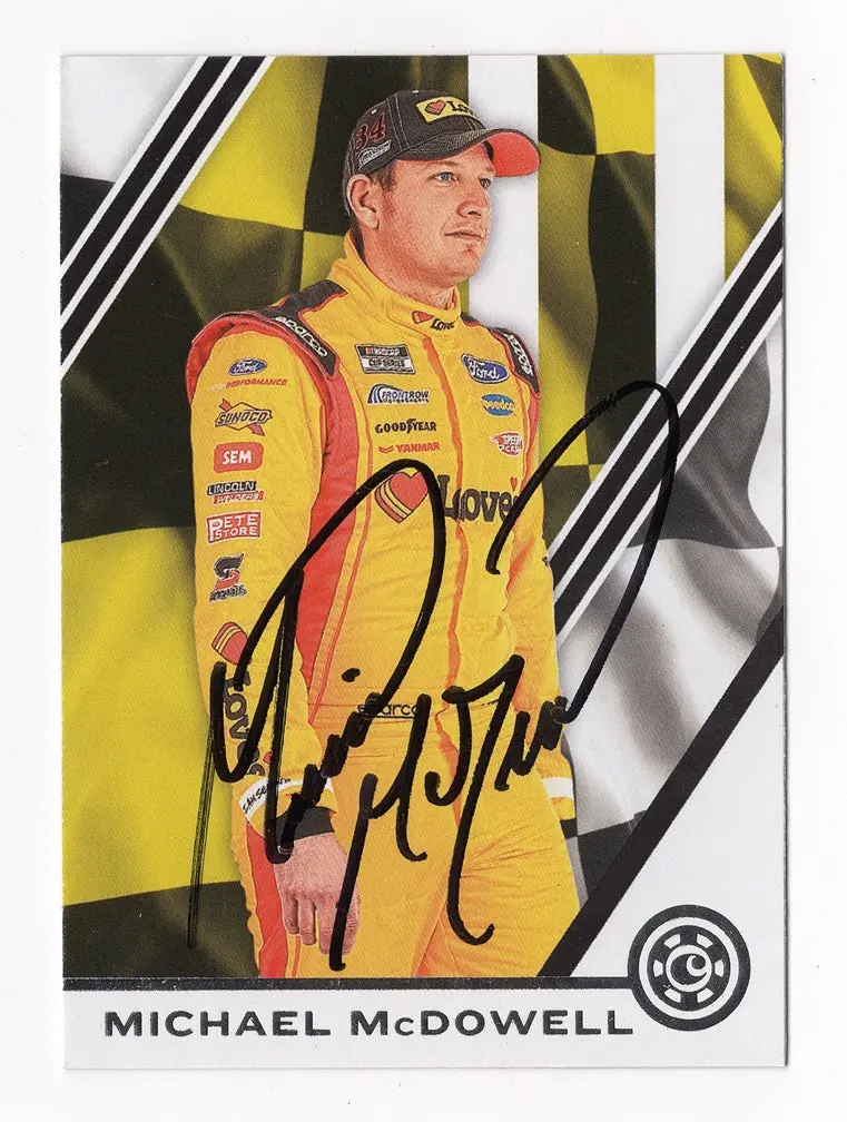 Autographed Michael Mcdowell 2020 Panini Chronicles Racing (#34 Loves Team) Front Row Motorsports Signed Nascar Collectible Trading Card With Coa 1