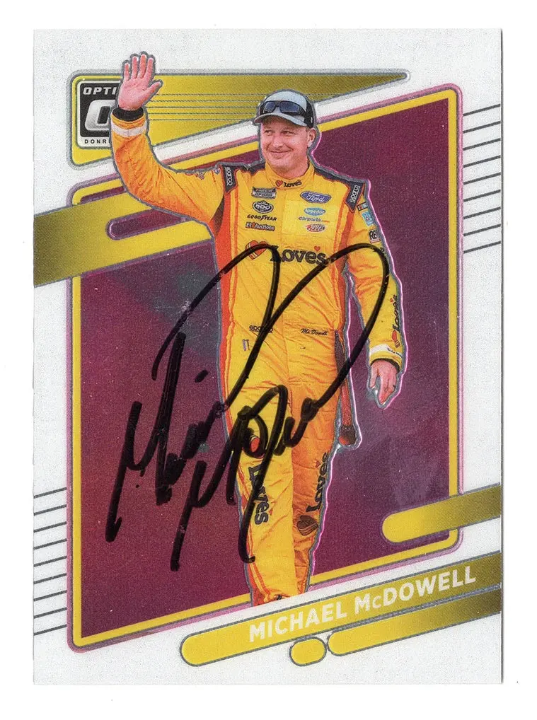 Autographed Michael Mcdowell 2022 Donruss Optic Racing (#34 Loves Team) Signed Nascar Collectible Trading Card With Coa 1