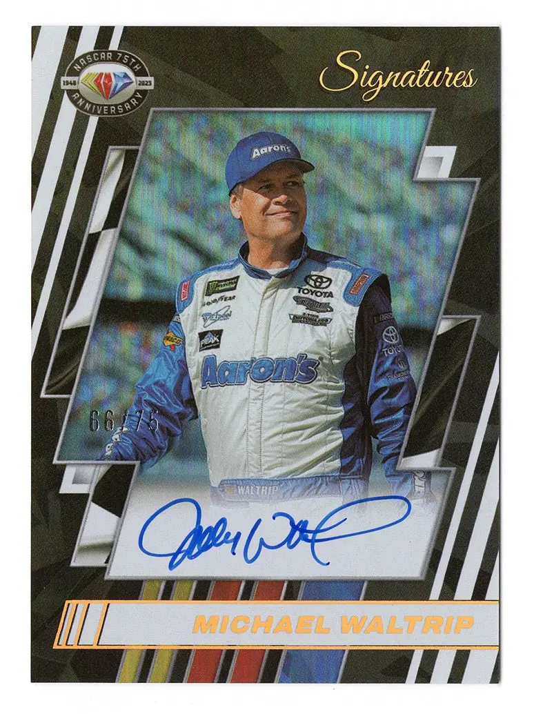 Autographed Michael Waltrip 2023 Panini Donruss Racing Signatures (Nascar 75Th Anniversary) Signed Nascar Trading Card #66/75 (Only 75 Made) 1
