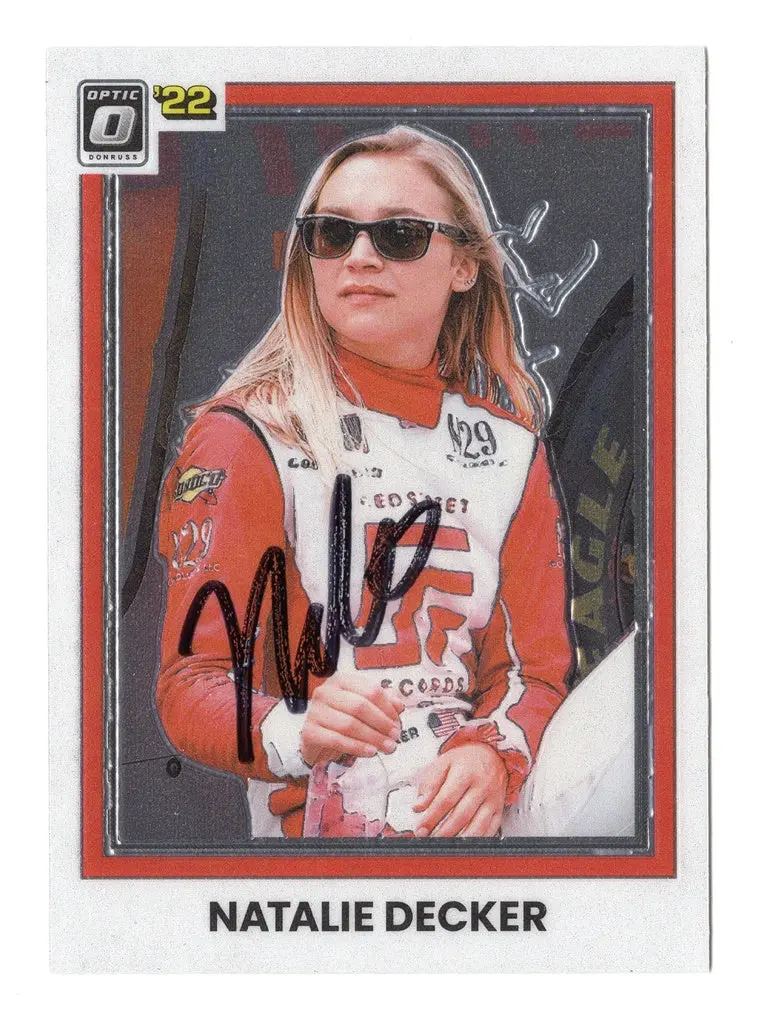Autographed Natalie Decker 2022 Donruss Optic Racing Nat (#23 Red Street Records) Xfinity Series Signed Nascar Collectible Trading Card With Coa 1