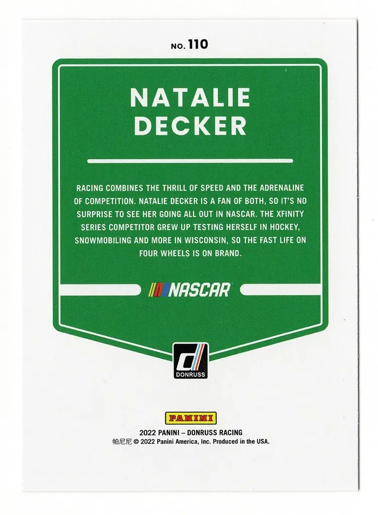Autographed Natalie Decker 2022 Donruss Racing (#23 Nerd Focus Energy) Xfinity Series Signed Nascar Collectible Trading Card With Coa 2