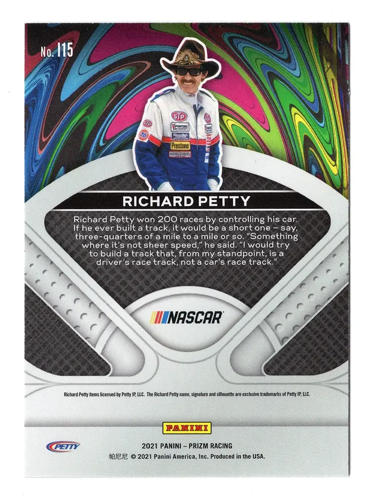 Autographed Richard Petty 2021 Panini Prizm Racing Illumination Rare Insert Signed Nascar Collectible Trading Card With Coa 2