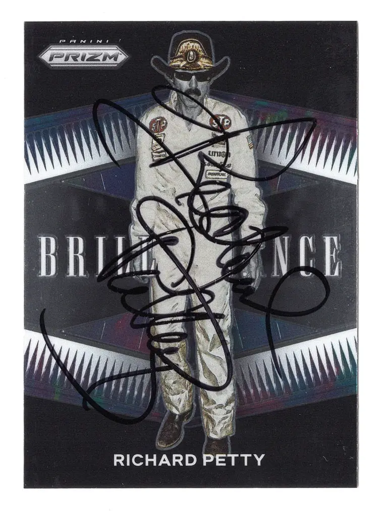 Autographed Richard Petty 2022 Panini Prizm Racing Brilliance Rare Insert Signed Nascar Collectible Trading Card With Coa 1
