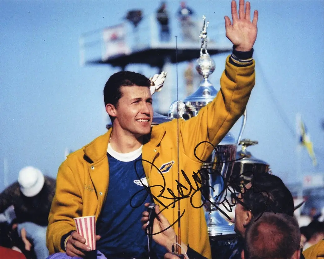 Autographed Richard Petty #43 Stp Racing Driver Victory Lane Trophy (Vintage) Signed 8X10 Inch Picture Nascar Glossy Photo With Coa 1