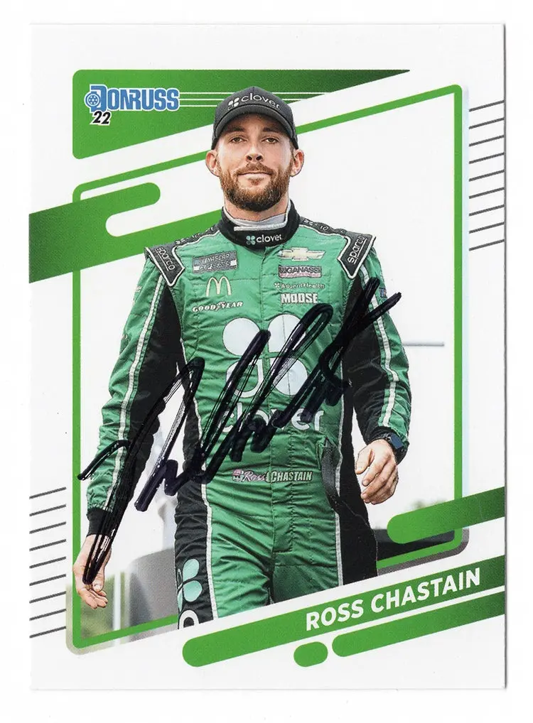 Autographed Ross Chastain 2022 Donruss Racing (#42 Clover Team) Signed Nascar Collectible Trading Card With Coa 1