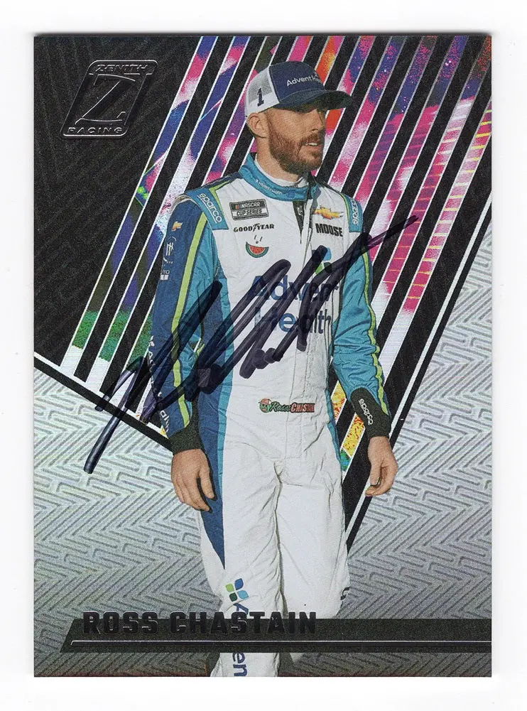 Autographed Ross Chastain 2022 Panini Chronicles Zenith Racing (#1 Advent Health) Signed Nascar Collectible Trading Card With Coa 1