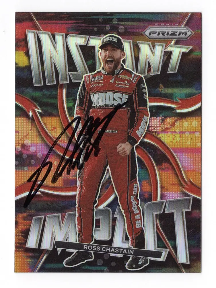 Autographed Ross Chastain 2022 Panini Prizm Racing Instant Impact (Silver Prizm) Insert Signed Nascar Trading Card With Coa 1