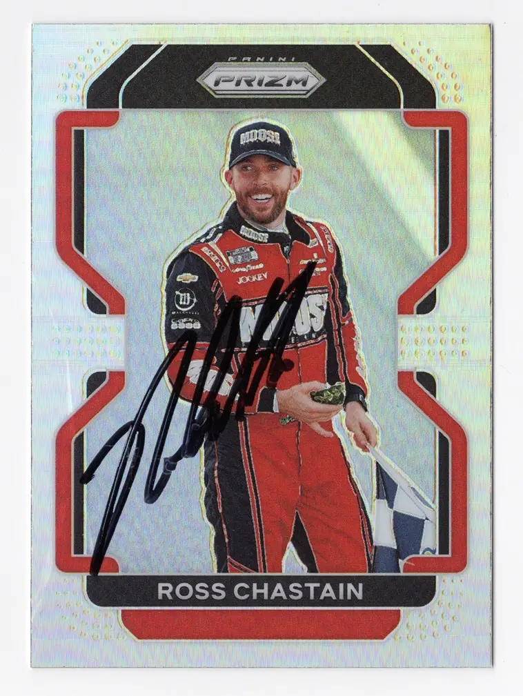 Autographed Ross Chastain 2022 Panini Prizm Racing Silver Prizm (Talladega Win) Insert Signed Nascar Trading Card With Coa 1